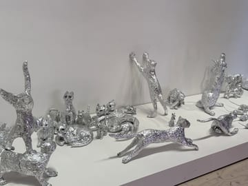 A silvery sculpture on display at MoMA PS1